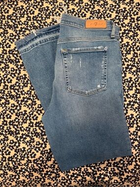 7 For All Mankind Light Blue Cropped Ankle Jeans